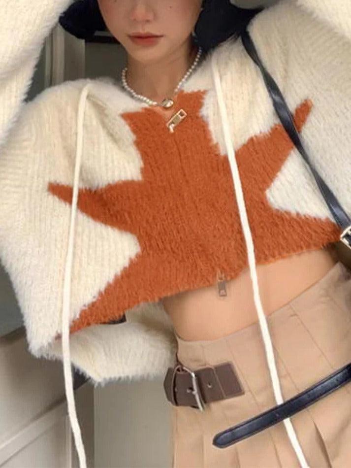 Short loose cardigan with starry hood