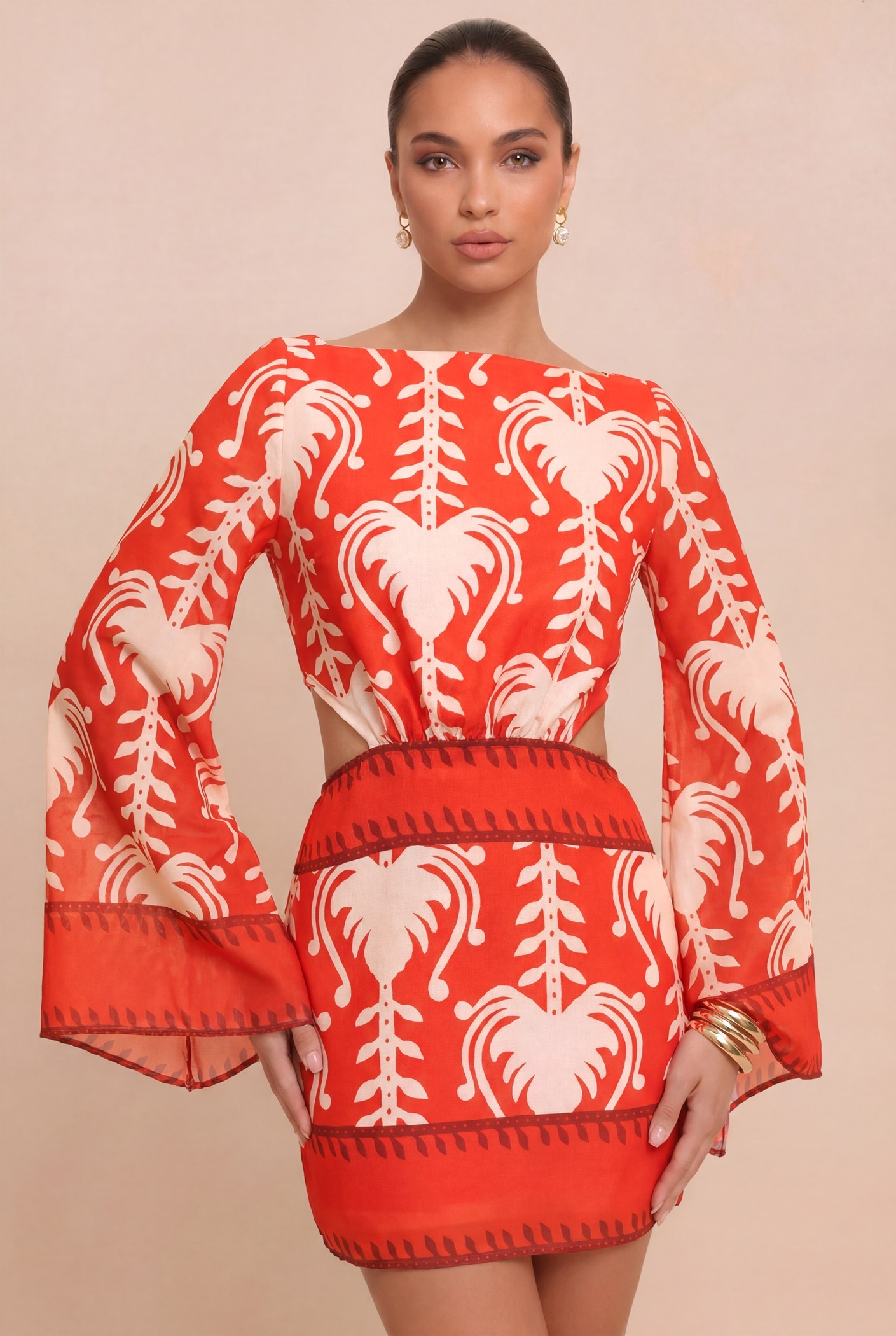 Dalphine Palm Dolman Sleeve Dress