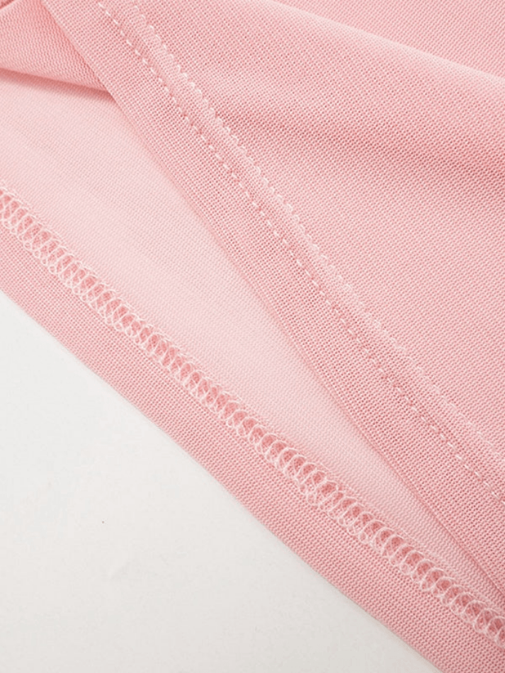 Sheer Mesh Bow Pink Tank Top
