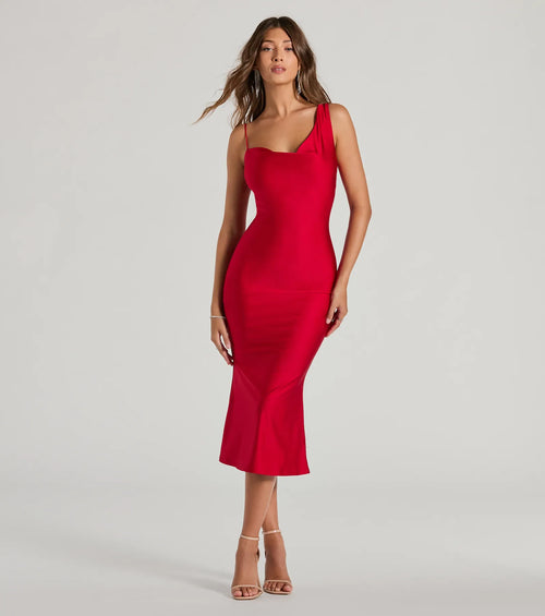 Chic In The City Cowl Neck Midi Dress