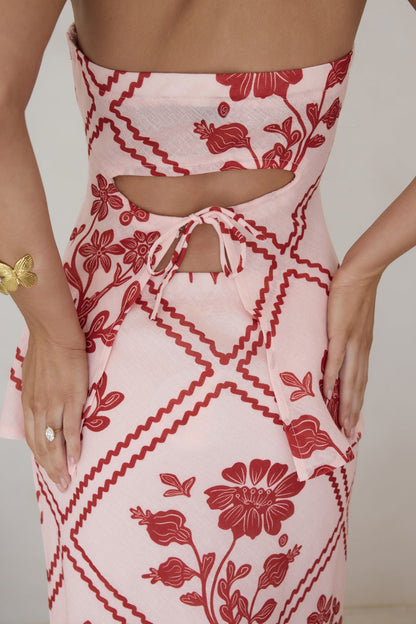 Minimale Longline Strapless Top Red