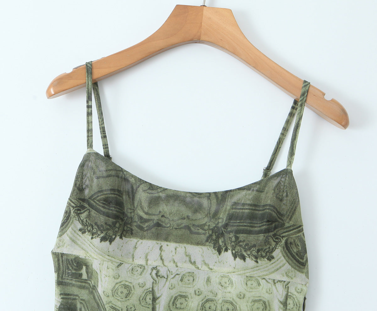 Printed Tube Top Dress Lace up Dress