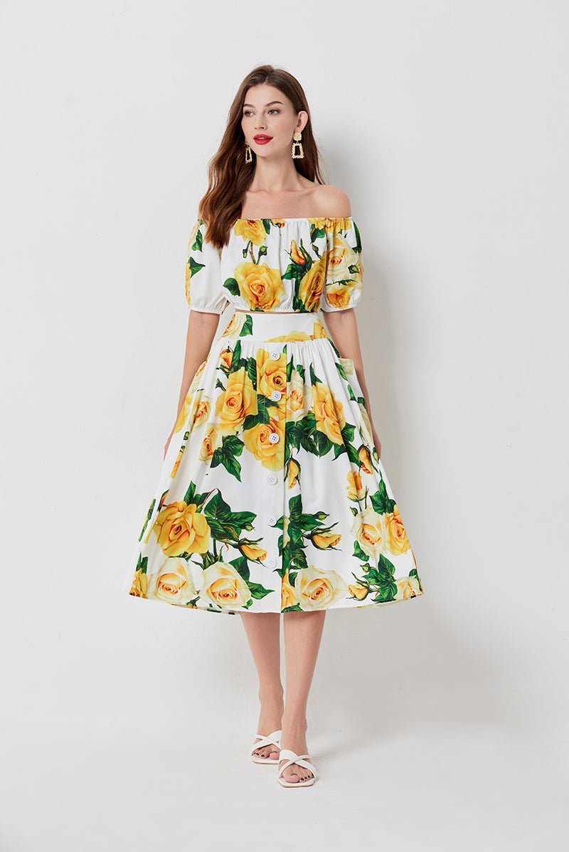 Strapless Short Tube Top High Waist Nail Buckle Two Piece DressSuit