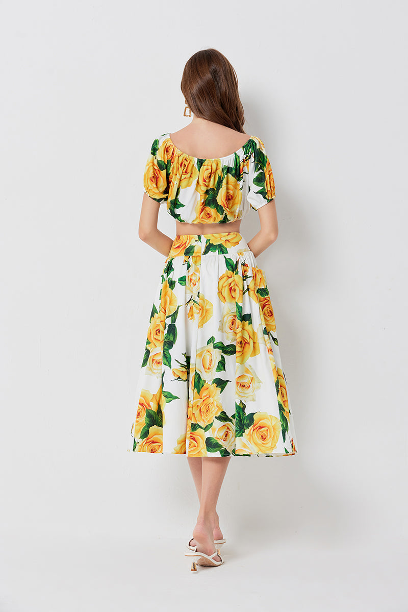 Strapless Short Tube Top High Waist Nail Buckle Two Piece DressSuit