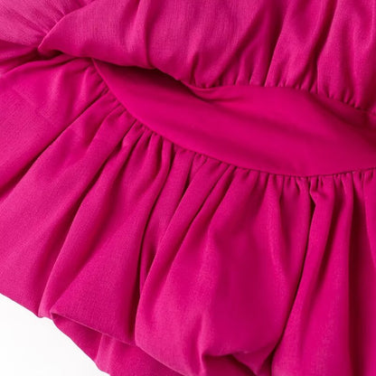 Tube Top Irregular Asymmetric Slim Fit Ruffled Stitching Mini Dress Rose Red