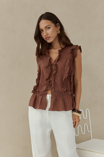 Bellano Vest Top Brown