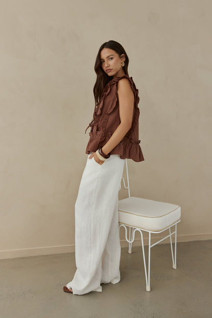 Bellano Vest Top Brown