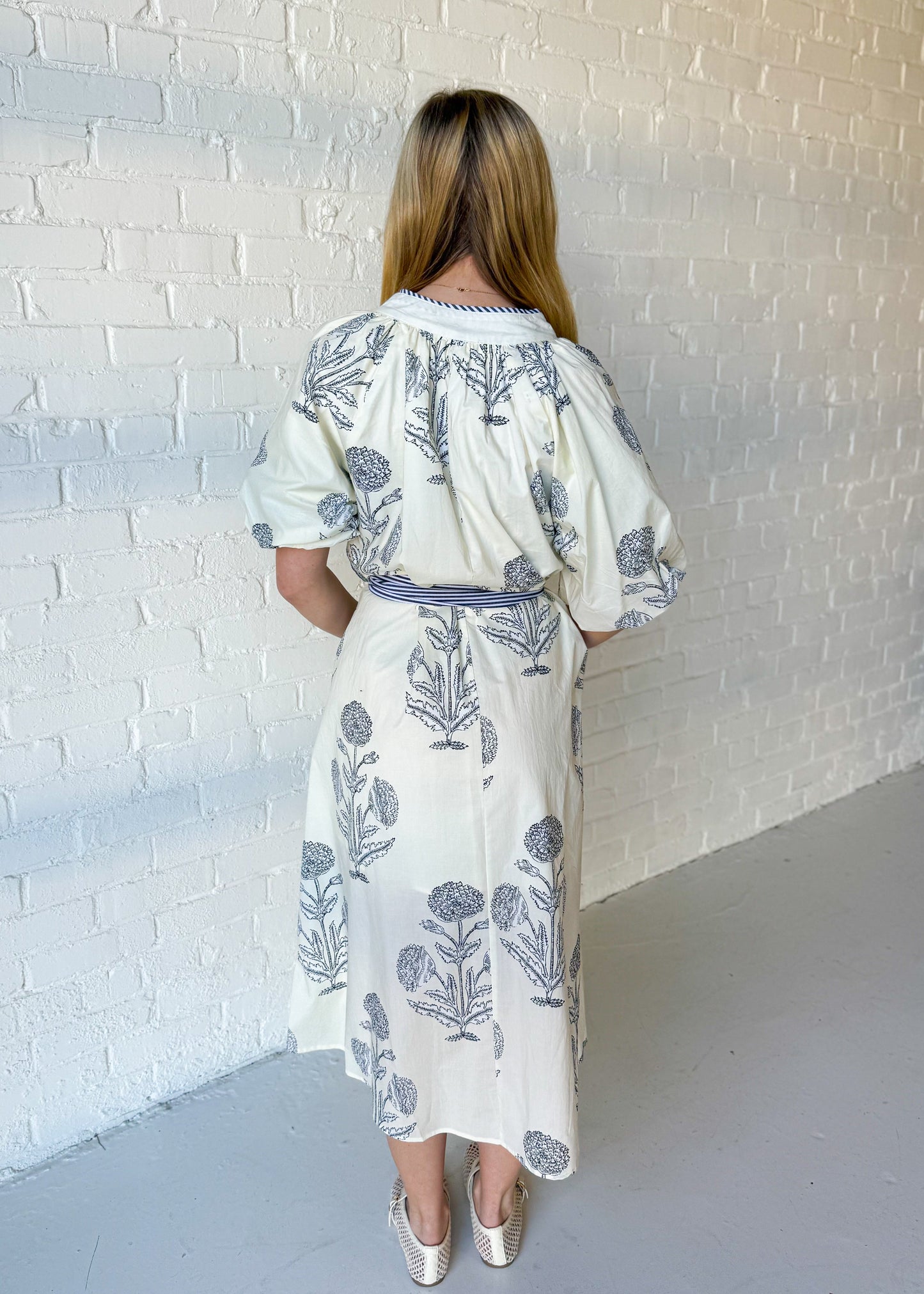 Luna Bloom Belted Midi Dress