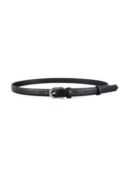 Women's Brown Classic Faux Leather Gold - Buckle Belt MDA0898H6I