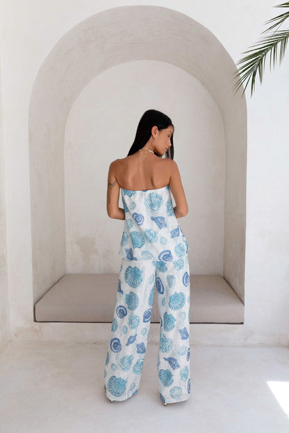 Deep Seas Strapless Top Blue