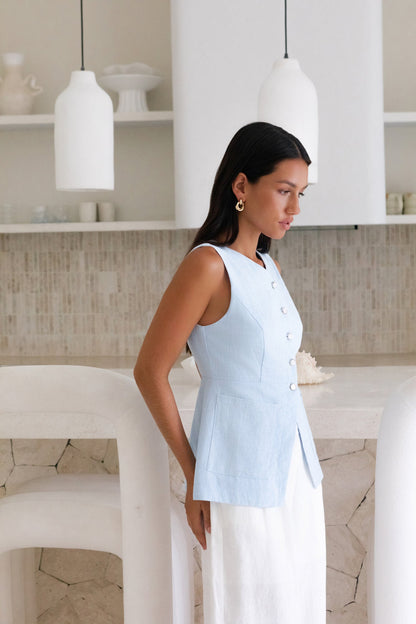 Ocean Eyes Vest Top Blue
