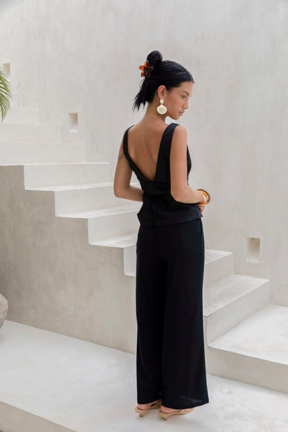 Essence Of Sunlight Satin Top Black