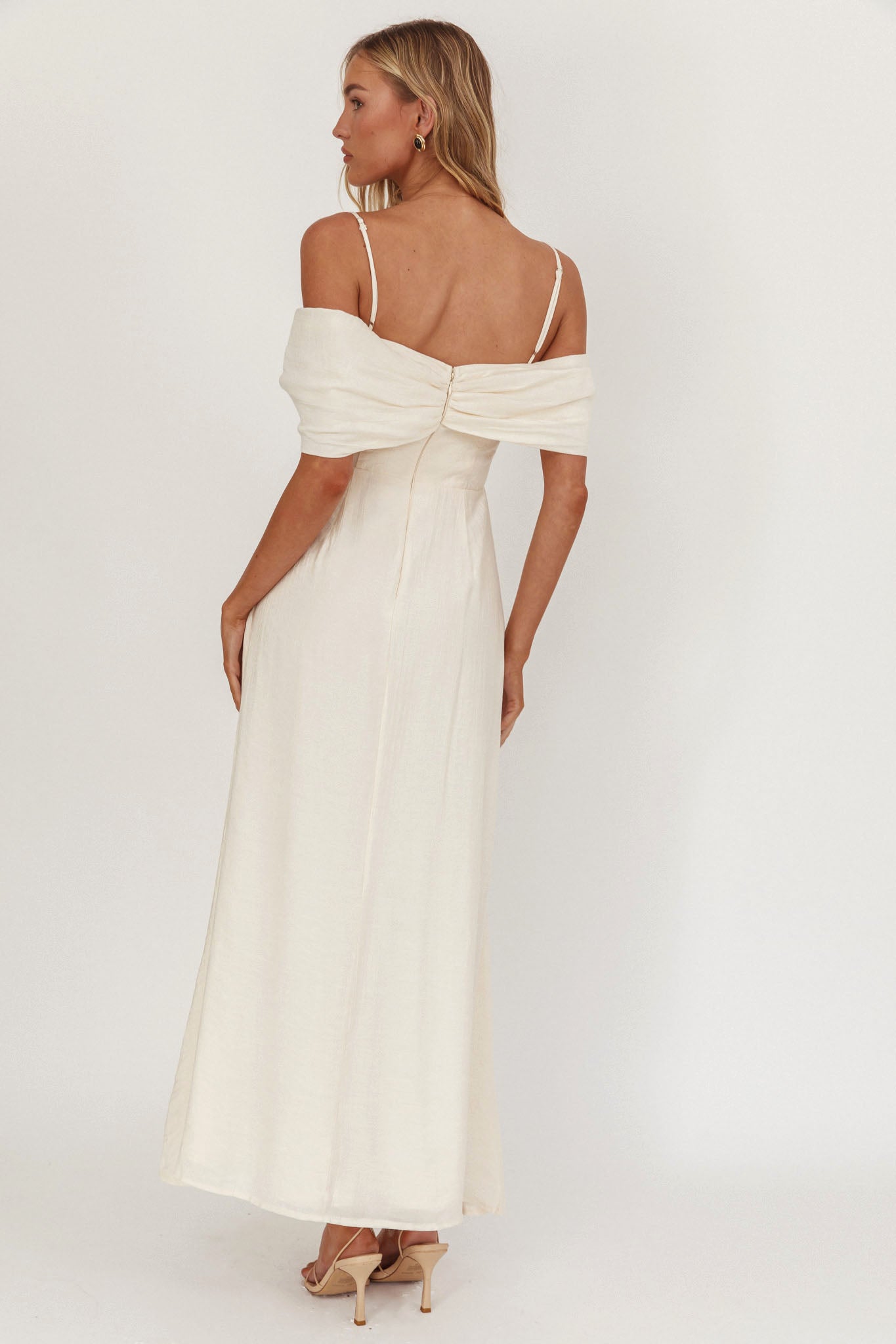 Lillibet Bow Tied Bust Midi Dress Cream