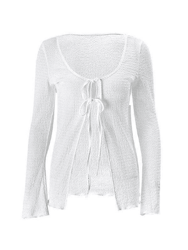 Tie front long sleeve cardigan