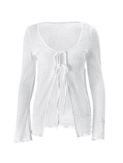 Tie front long sleeve cardigan