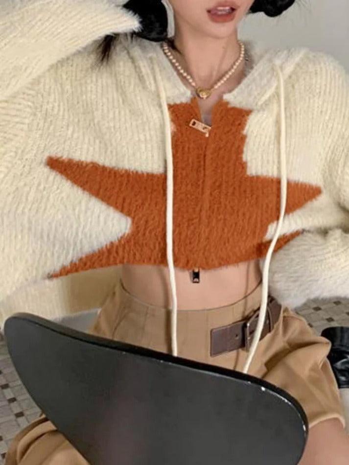 Short loose cardigan with starry hood