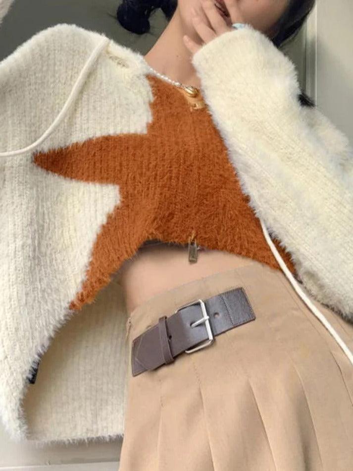 Short loose cardigan with starry hood