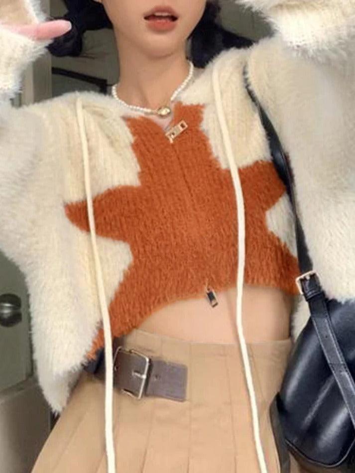 Short loose cardigan with starry hood