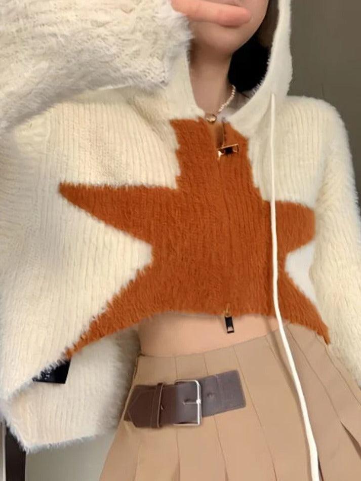 Short loose cardigan with starry hood