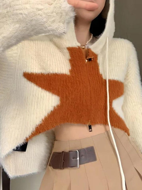 Short loose cardigan with starry hood
