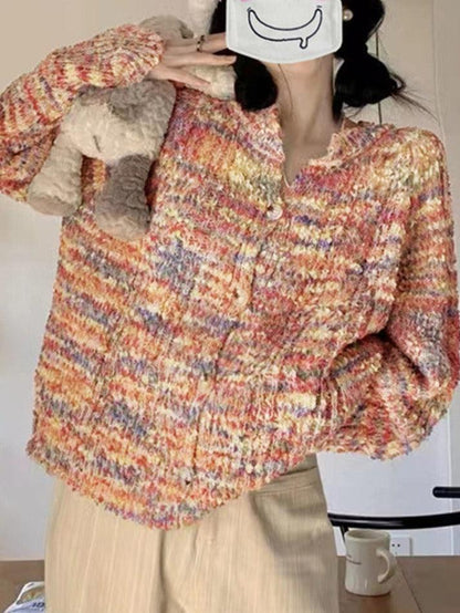 Rainbow front button cardigan
