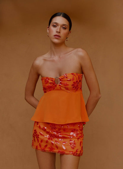 Kenya Beaded Mini Skirt - Orange