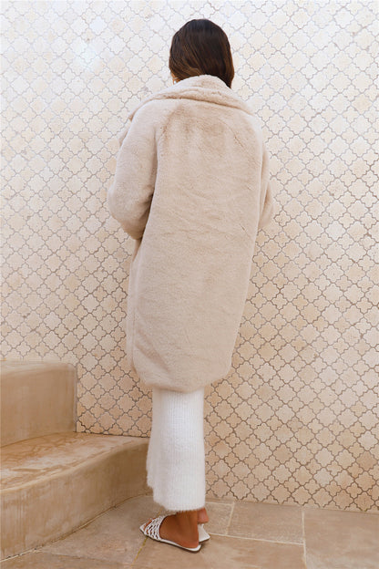 Luxe Life Faux Fur Jacket Beige