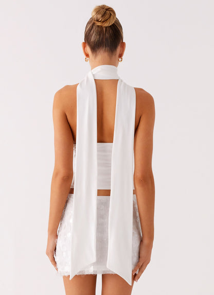 Milos Scarf Halter Neck Top - White