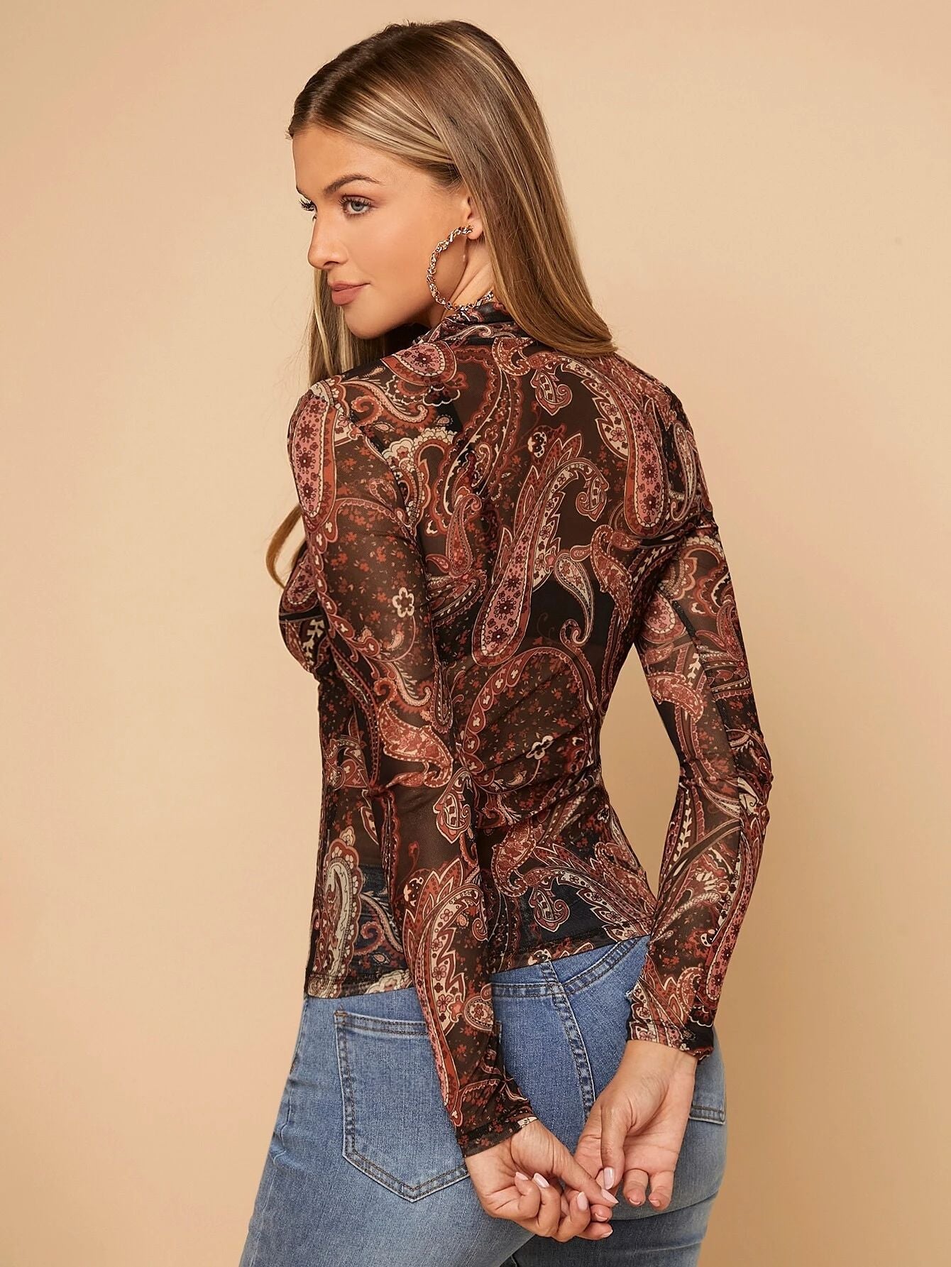 Y2K Angel Graphic Mesh Top