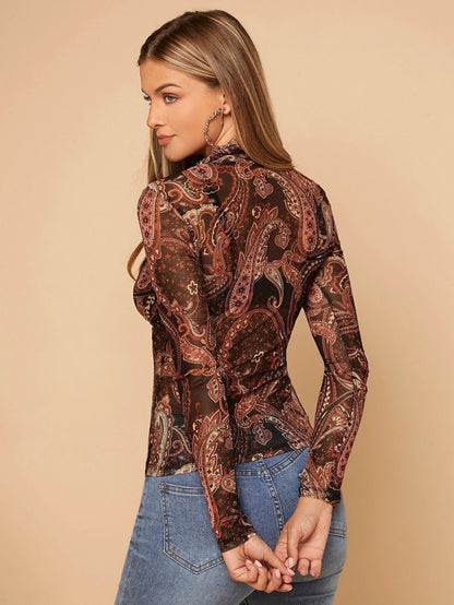 Y2K Angel Graphic Mesh Top