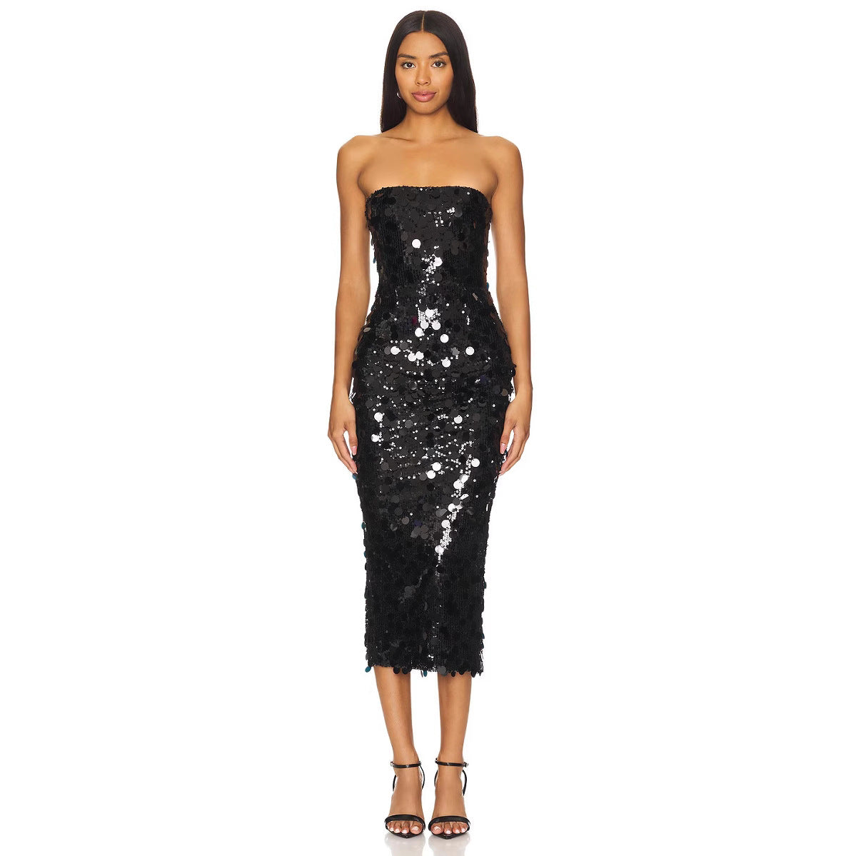 Tube Top Backless Sequ Dress Party Party Split Evening Dress