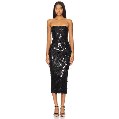 Tube Top Backless Sequ Dress Party Party Split Evening Dress