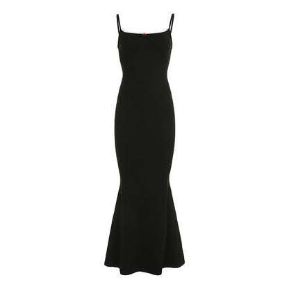 Tube Top Lace Slim Fit Maxi Dress Little Floral Stitching Suspender Sheath Fishtail Dress