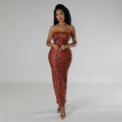 Top Dress Sequined Party Split Dress