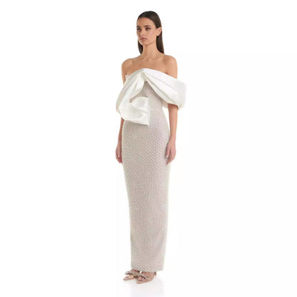 Tube Top Dress Pearl Decoration Socialite