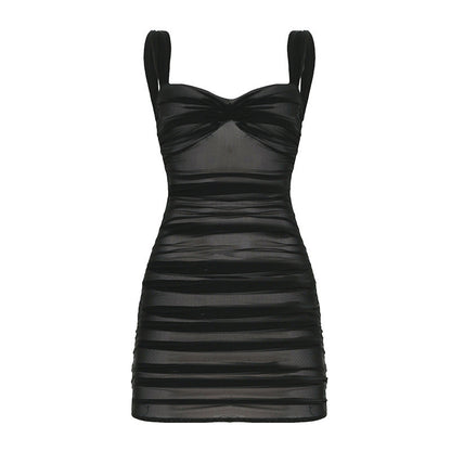 Street Double Layer Mesh Dress Slim Fit Tube Top Package Hip Dress