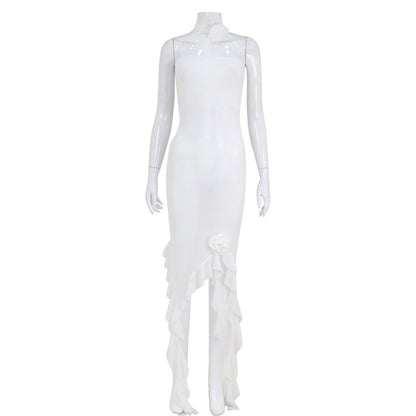 Tube Top Wooden Ear Stitching Non Ribbon Dress Swing Mesh Sheath