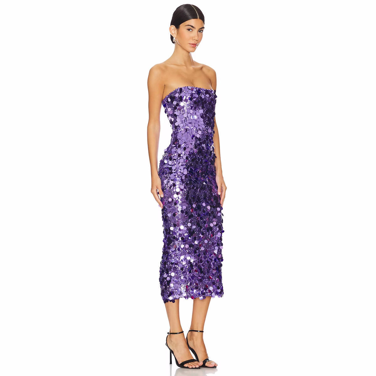 Tube Top Backless Sequ Dress Party Party Split Evening Dress