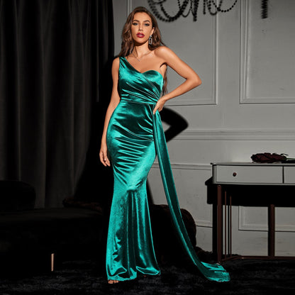 Tube Top Backless Slim Fit off Neck Sleeveless Long Evening Dress