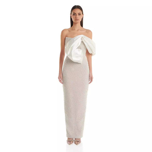 Tube Top Dress Pearl Decoration Socialite