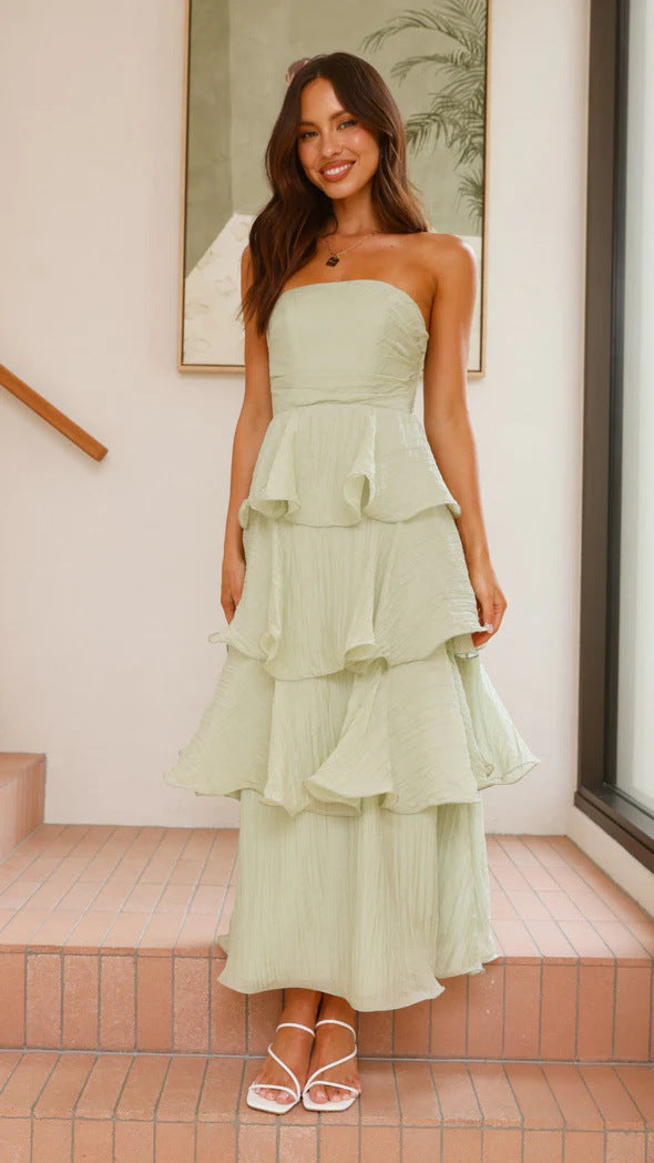 Tube Top Backless Tiered Dress