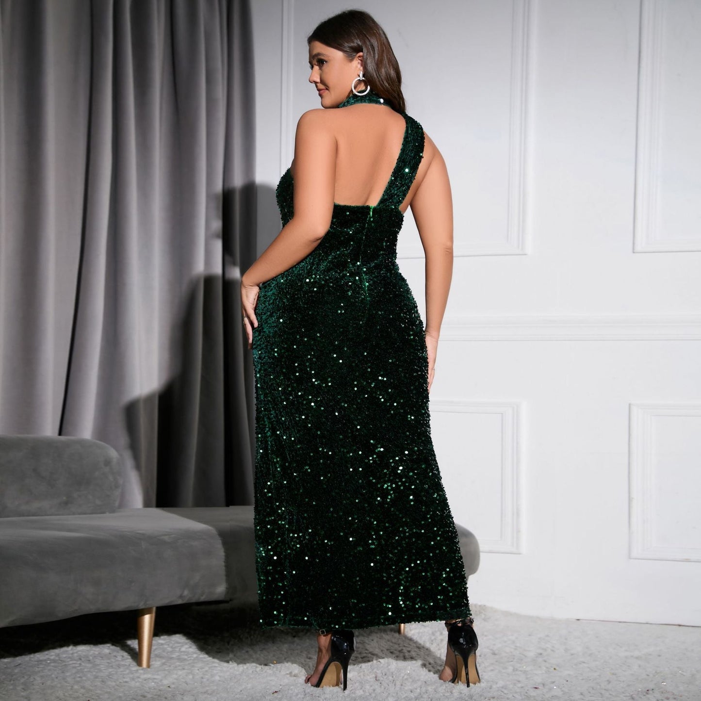 plus Size Oblique Shoulder Halter Tube Top Maxi Dress Sweet Dress