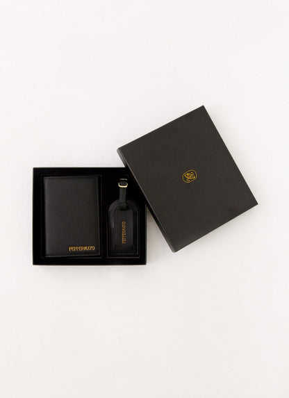 Passport Holder & Luggage Tag Set - Black