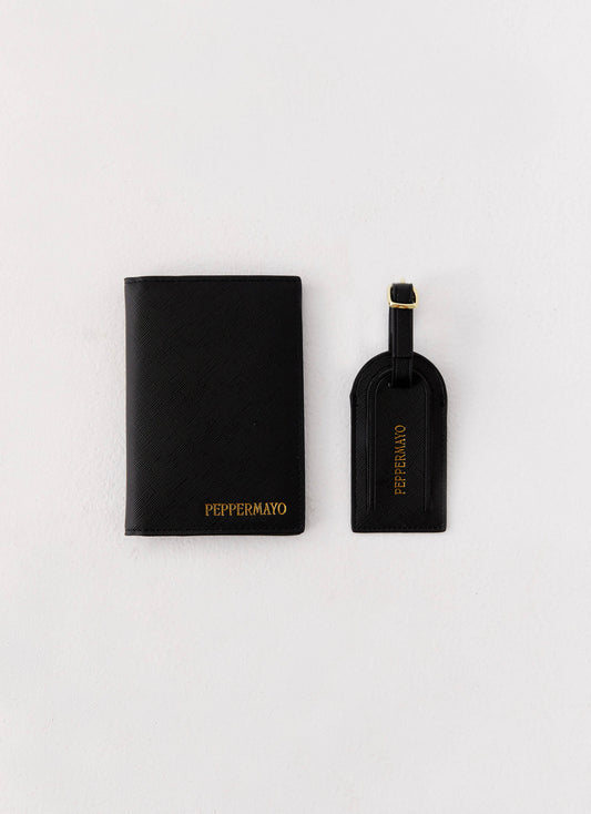 Passport Holder & Luggage Tag Set - Black
