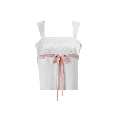 Portrait Fashion Satin Bow Tie Top