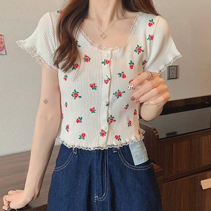 Pink Ribbed Button Up Top