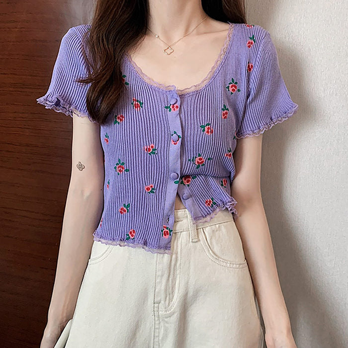 Pink Ribbed Button Up Top