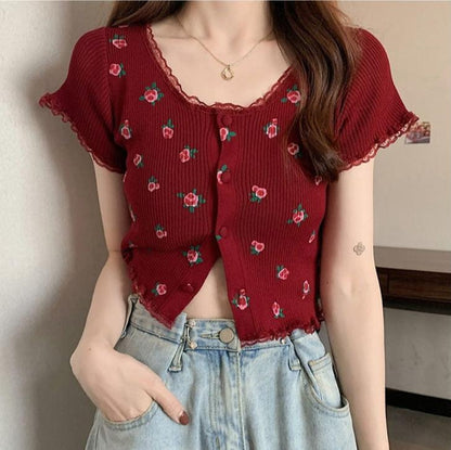 Pink Ribbed Button Up Top