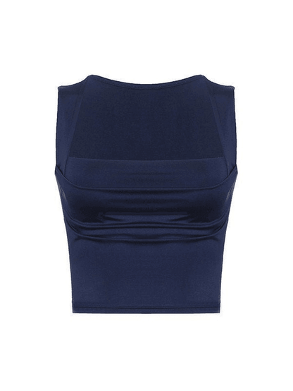 Ruched Scoop Neck Crop Tank Top