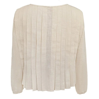 Patchwork Long Sleeve Lace-Up Top